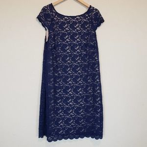 Dressbarn Blue Lace Overlay Dress